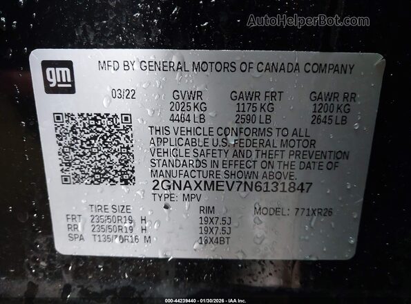 2GNAXMEV7N6131847 2022 CHEVROLET EQUINOX Black Engine compartment view