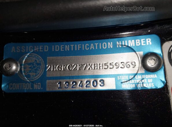 2HGFC2F7XHH559369 2017 HONDA CIVIC Black Вид підкапотного простору