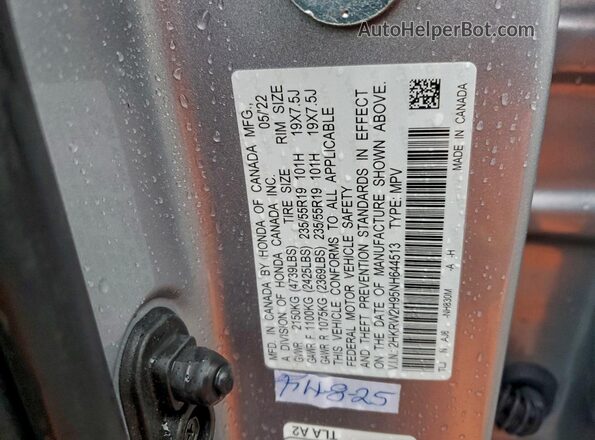 2HKRW2H95NH644513 2022 HONDA CR-V Серебряный Панорамный вид салона 360°