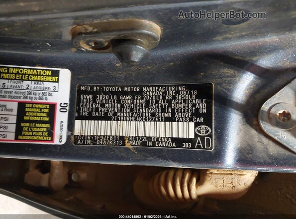 2T1BURHE4KC127411 2019 TOYOTA LL Серый Вид подкапотного пространства