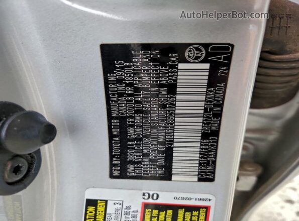 2T1BURHE8GC507262 2016 TOYOTA LL Silver Շարժիչի բաժամունքի տեսք