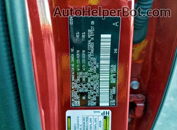 2T2ADCAZ3RC014657 2024 LEXUS NX Red Vista de la etiqueta del VIN