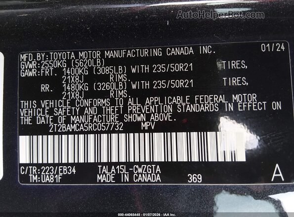 2T2BAMCA5RC057732 2024 LEXUS RX 350 Black Engine compartment view