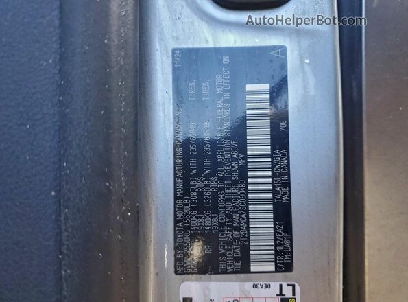 2T2BAMCA7SC090480 2025 LEXUS RX Silver Vista de la etiqueta del VIN