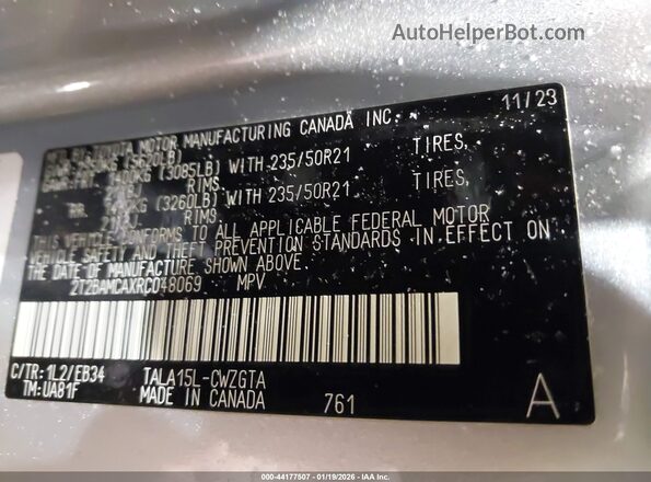 2T2BAMCAXRC048069 2024 LEXUS RX 350 Silver ძრავის განყოფილების ხედი