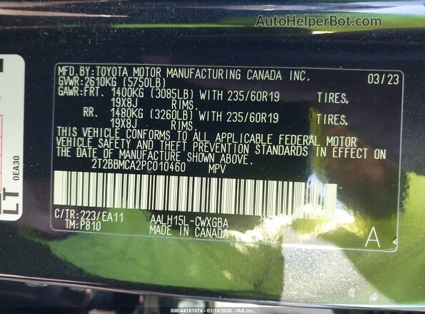2T2BBMCA2PC010460 2023 LEXUS RX 350H Black Engine compartment view