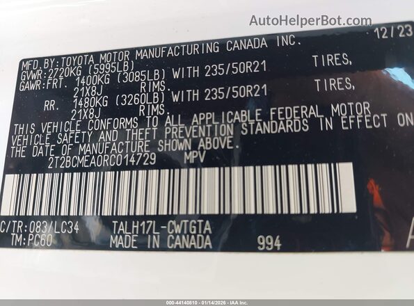 2T2BCMEA0RC014729 2024 LEXUS RX 500H White ძრავის განყოფილების ხედი