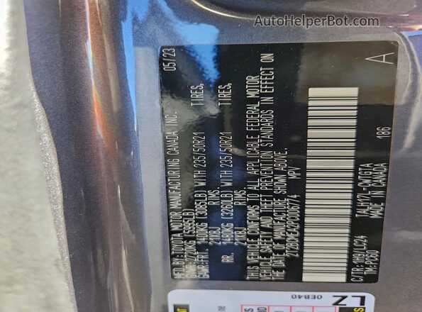 2T2BCMEA2PC006774 2023 LEXUS RX Gray Vista de la etiqueta del VIN