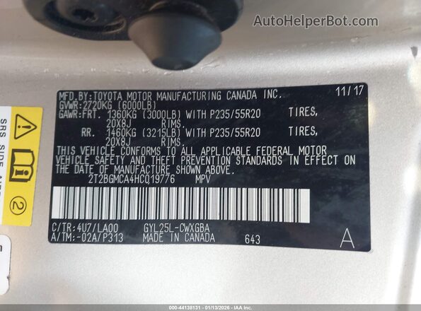 2T2BGMCA4HC019776 2017 LEXUS RX 450H Beige ძრავის განყოფილების ხედი