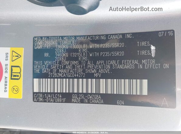 2T2BZMCA1GC044272 2016 LEXUS RX 350 Серебряный Вид подкапотного пространства