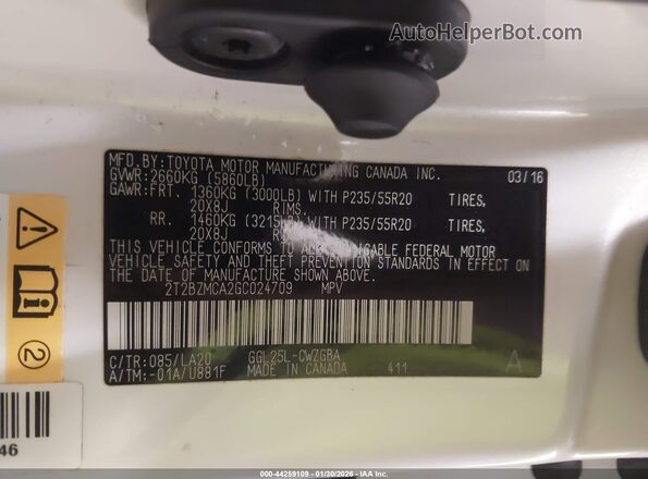 2T2BZMCA2GC024709 2016 LEXUS RX 350 White Engine compartment view