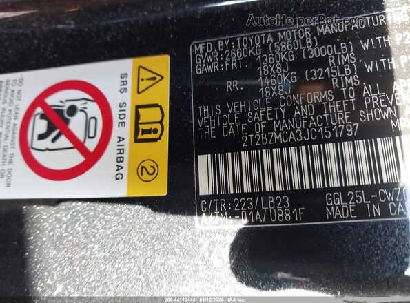 2T2BZMCA3JC151797 2018 LEXUS RX 350 Black Вид підкапотного простору