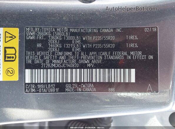 2T2BZMCA5JC140820 2018 LEXUS RX 350 Gray Widok komory silnika