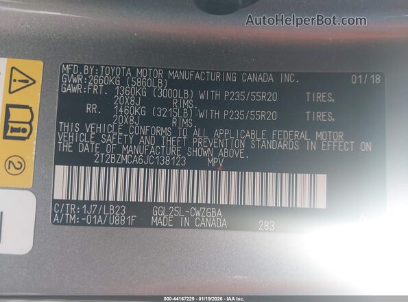 2T2BZMCA6JC138123 2018 LEXUS RX 350 Серебряный Вид подкапотного пространства