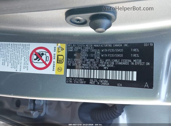 2T2BZMCA6KC191079 2019 LEXUS RX 350 Silver Вид підкапотного простору