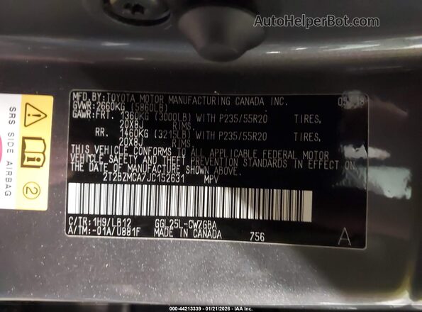 2T2BZMCA7JC152631 2018 LEXUS RX 350 Серый 