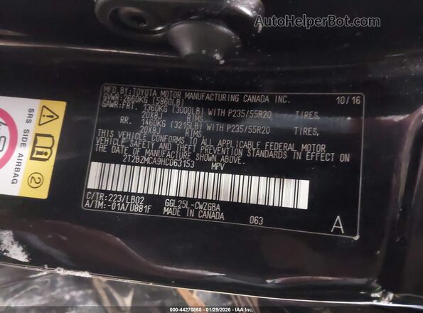 2T2BZMCA9HC063153 2017 LEXUS RX 350 Black 
