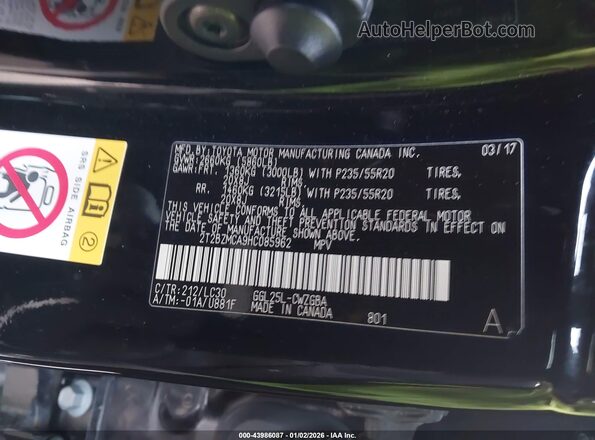 2T2BZMCA9HC085962 2017 LEXUS RX 350 Black Vista del compartimento del motor