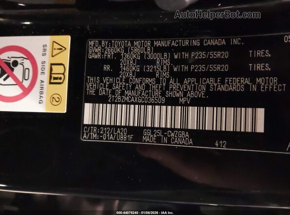2T2BZMCAXGC036509 2016 LEXUS RX 350 Черный Вид подкапотного пространства