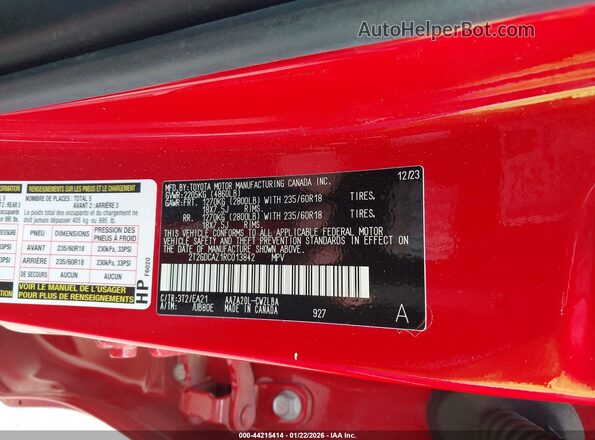 2T2GDCAZ1RC013842 2024 LEXUS NX 250 Red Vista del compartimento del motor