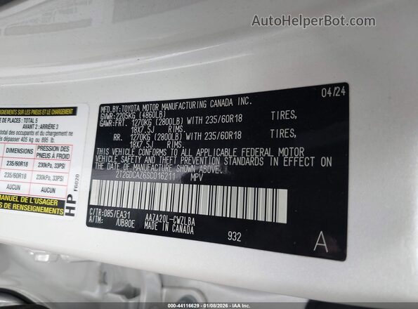 2T2GDCAZ6SC016211 2025 LEXUS NX 250 White Շարժիչի բաժամունքի տեսք