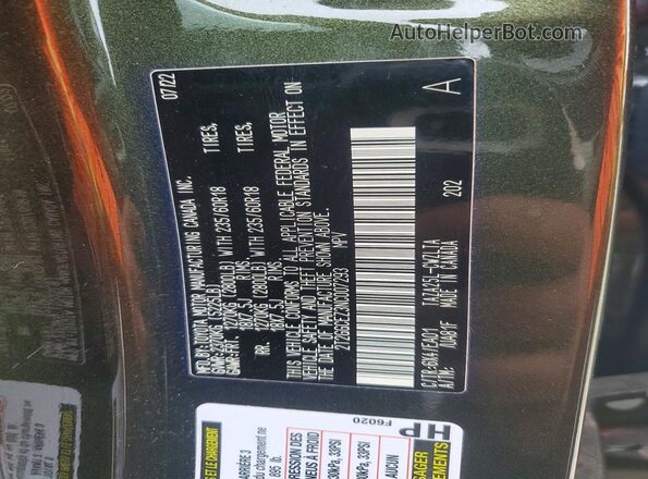 2T2GGCEZ3NC007293 2022 LEXUS NX Green VIN sticker view