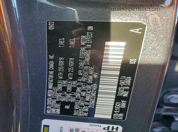 2T2GGCEZ5NC014004 2022 LEXUS NX Gray Вид наклейки з VIN-кодом