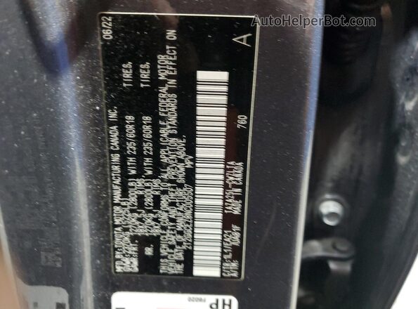 2T2GGCEZ8NC005507 2022 LEXUS NX Gray Widok naklejki z numerem VIN