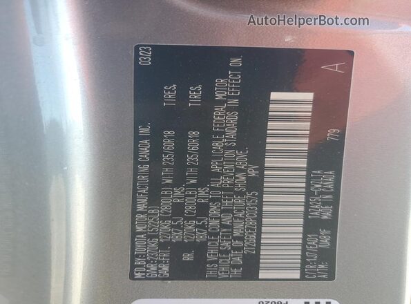 2T2GGCEZ8PC031575 2023 LEXUS NX Silver Вид наклейки з VIN-кодом