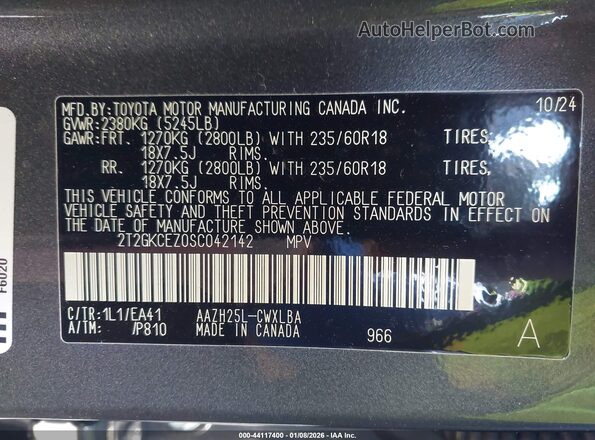 2T2GKCEZ0SC042142 2025 LEXUS NX 350H Gray Engine compartment view