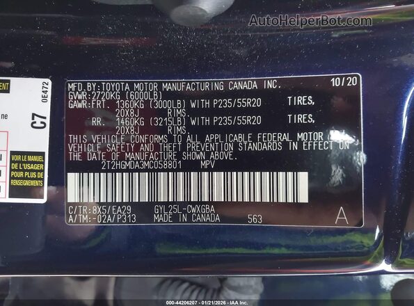 2T2HGMDA3MC058801 2021 LEXUS RX 450H Dark Blue Vista del compartimento del motor
