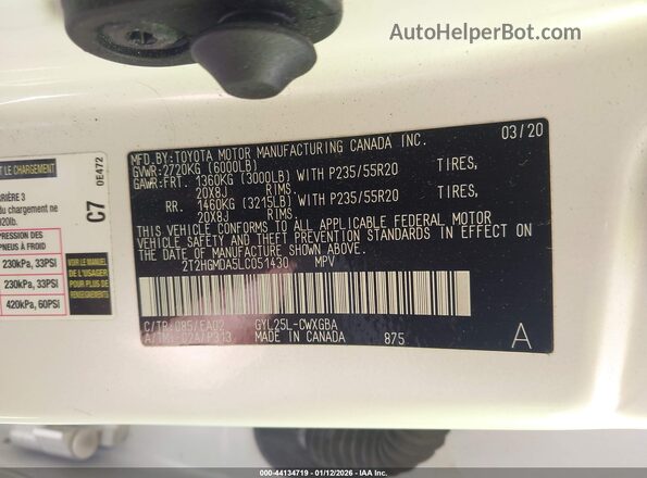 2T2HGMDA5LC051430 2020 LEXUS RX 450H Белый Вид подкапотного пространства