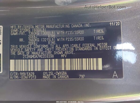 2T2HGMDA7MC059398 2021 LEXUS RX 450H Gray Vista del compartimento del motor