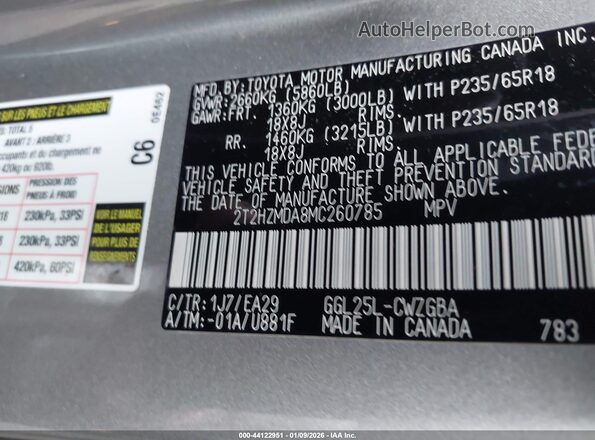 2T2HZMDA8MC260785 2021 LEXUS RX 350 Gray Շարժիչի բաժամունքի տեսք