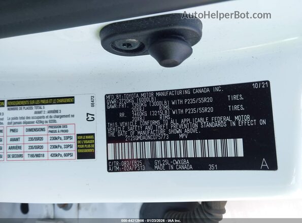 2T2SGMDA0NC075773 2022 LEXUS RX 450H White 
