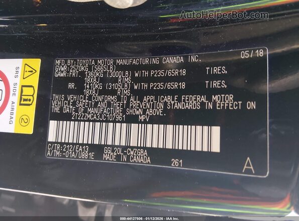 2T2ZZMCA3JC107961 2018 LEXUS RX 350 Black Engine compartment view