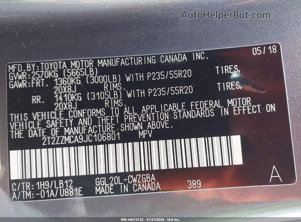 2T2ZZMCA9JC106801 2018 LEXUS RX 350 Gray Вид підкапотного простору