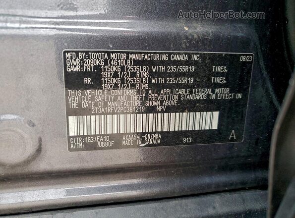 2T3A1RFV2PC381219 2023 TOYOTA LE Gray Vista de la etiqueta del VIN