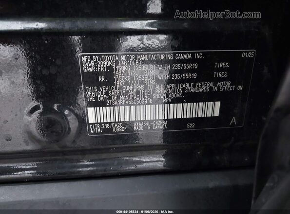 2T3A1RFV5SC502916 2025 TOYOTA LE Black Շարժիչի բաժամունքի տեսք