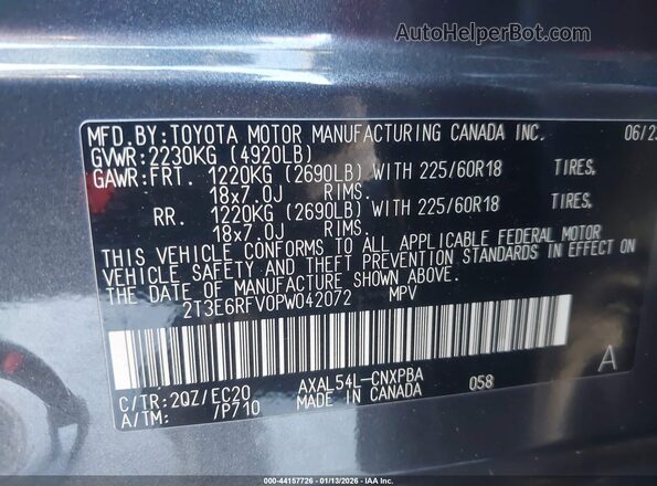 2T3E6RFV0PW042072 2023 TOYOTA RAV4 HYBRID Gray Vista del compartimento del motor