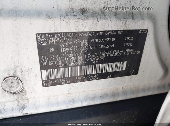 2T3J1RFV9NW256472 2022 TOYOTA RAV4 White 