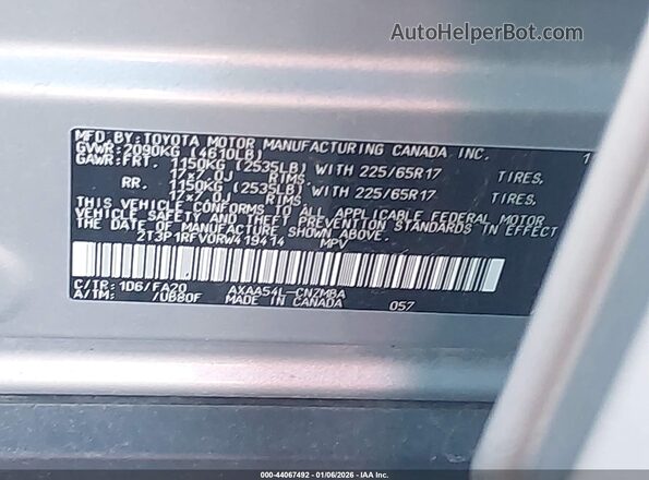 2T3P1RFV0RW419414 2024 TOYOTA LE Silver Вид підкапотного простору