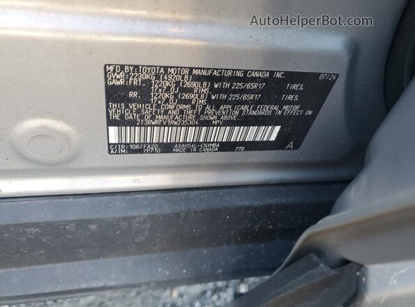 2T3RWRFV1RW235304 2024 TOYOTA LE Silver Вид наклейки з VIN-кодом