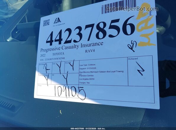 2T3S1RFV5NW302948 2022 TOYOTA RAV4 Blue 