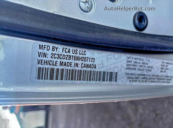 2C3CDZBT6NH207173 2022 DODGE CHALLENGER Silver Rear interior view