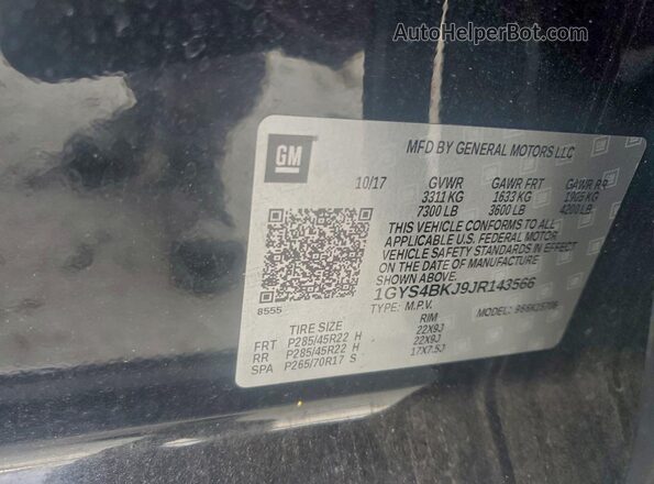1GYS4BKJ9JR143566 2018 CADILLAC ESCALADE Black 