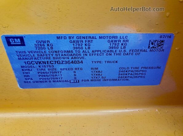 1GCVKNEC7GZ364034 2016 CHEVROLET ALL MODELS Yellow 