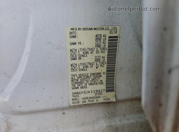 1N6BA1F31JN519427 2018 NISSAN TITAN White 