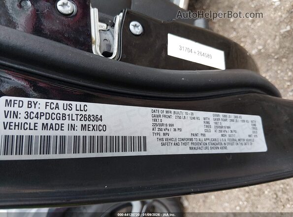 3C4PDCGB1LT268364 2020 DODGE JOURNEY Черный Вид подкапотного пространства