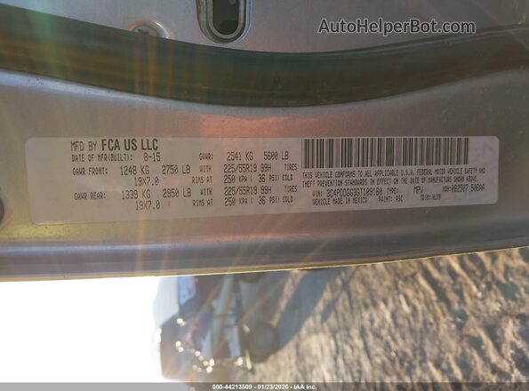 3C4PDDGG3GT109160 2016 DODGE JOURNEY Silver ძრავის განყოფილების ხედი